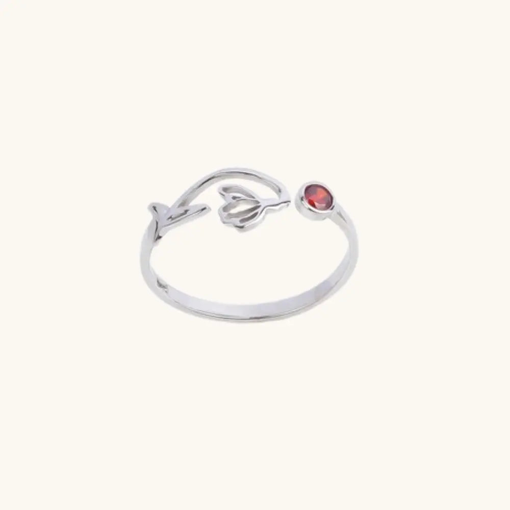 Bague fleur pierre argent