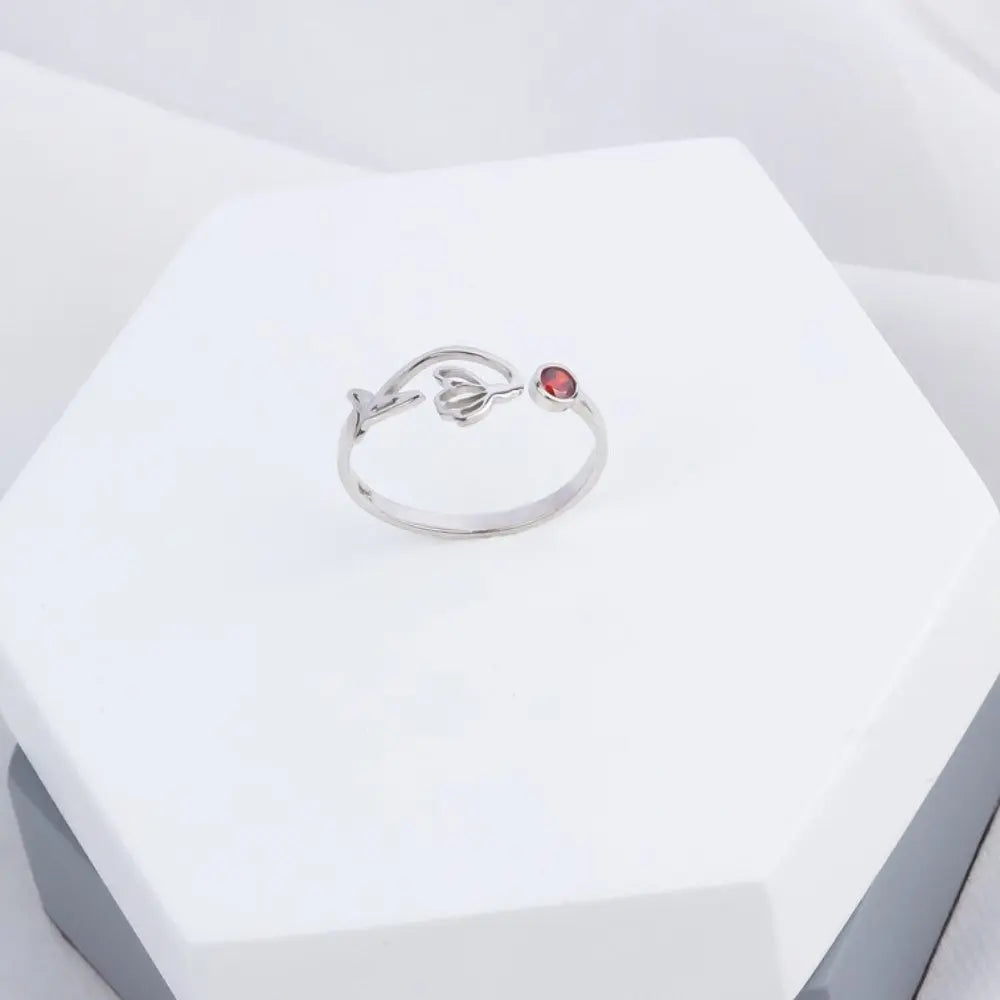 Bague fleur pierre argent
