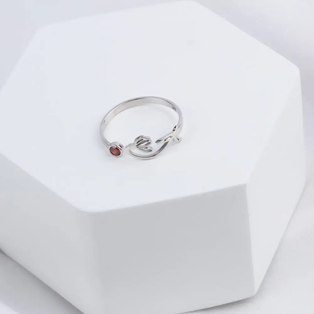 Bague fleur pierre argent