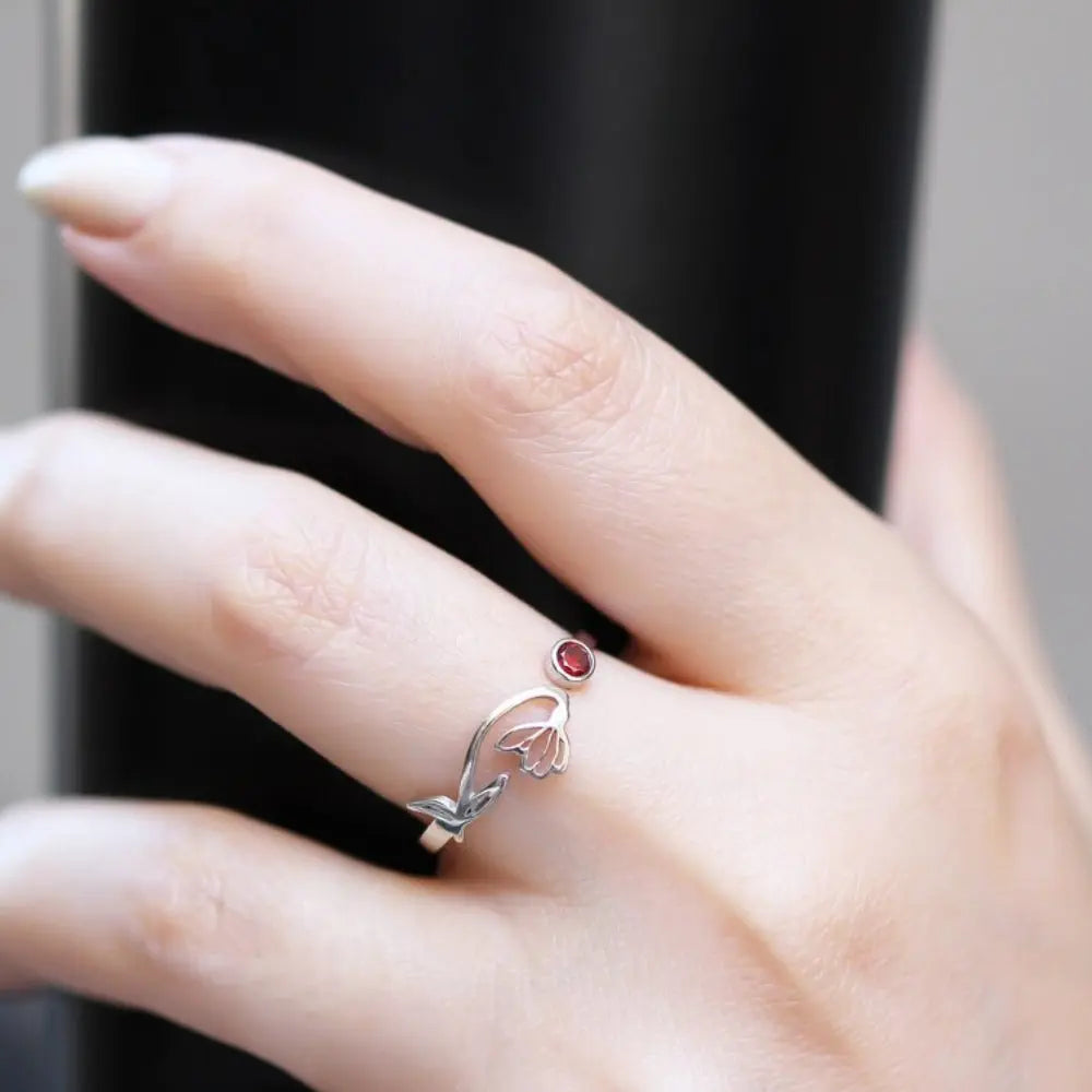 Bague fleur pierre argent