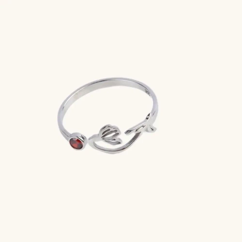 Bague fleur pierre argent