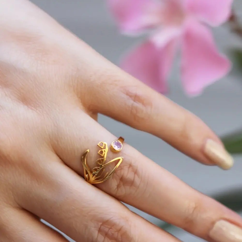 Bague fleur pierre argent