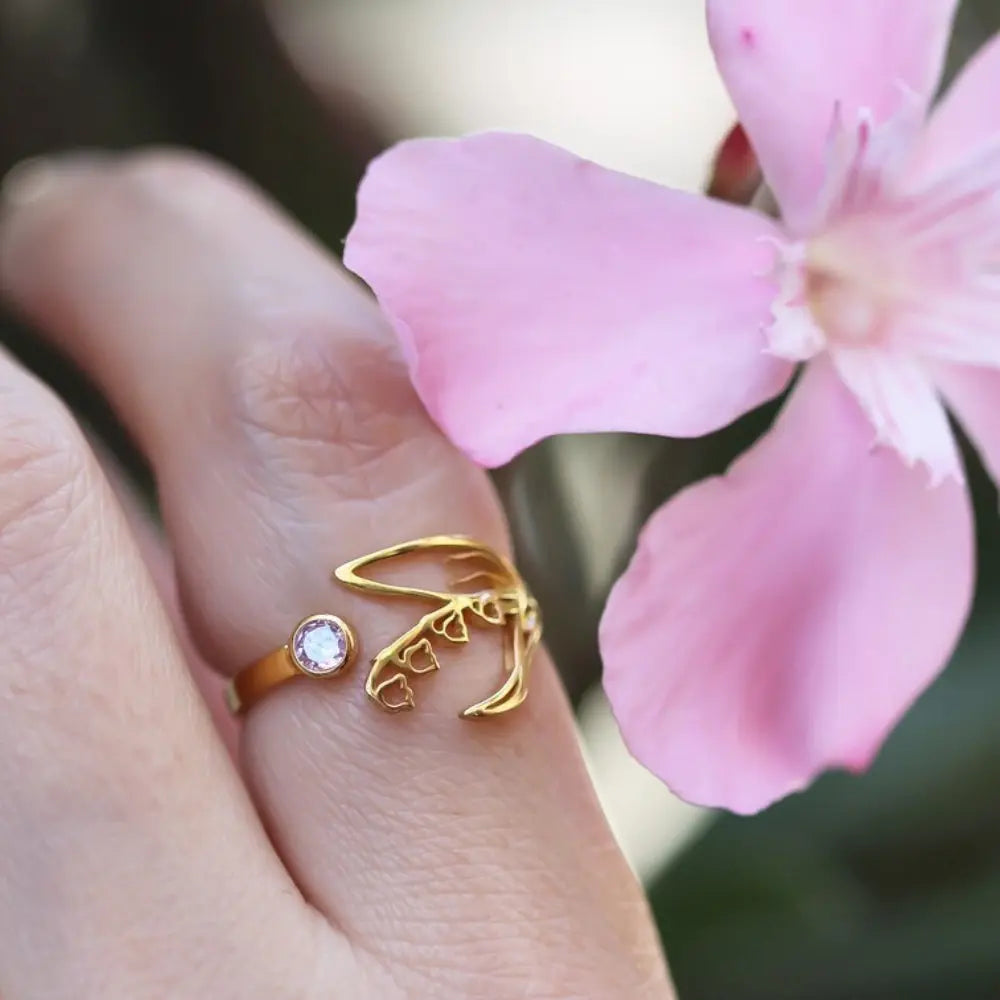 Bague fleur pierre argent