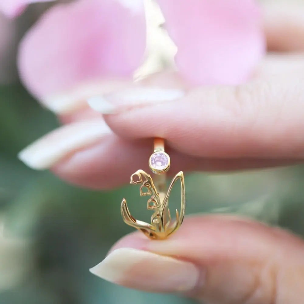Bague fleur pierre argent