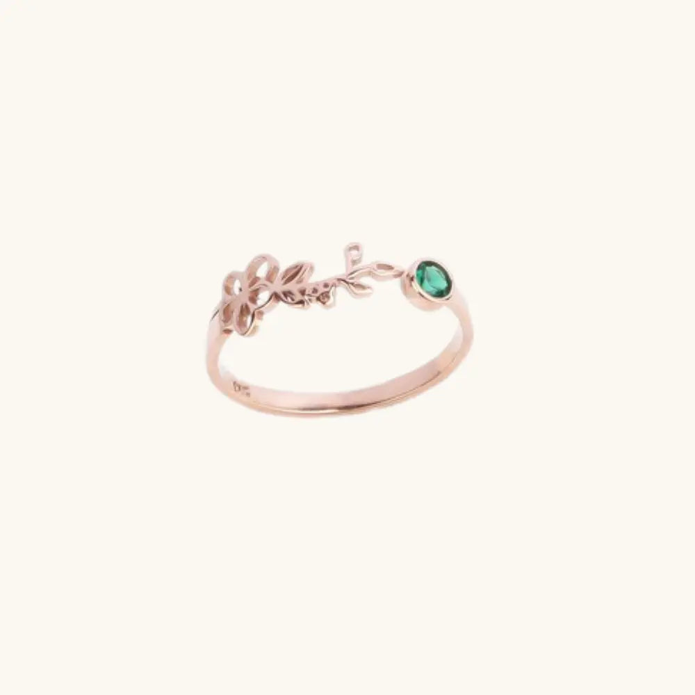 Bague fleur et pierre de naissance