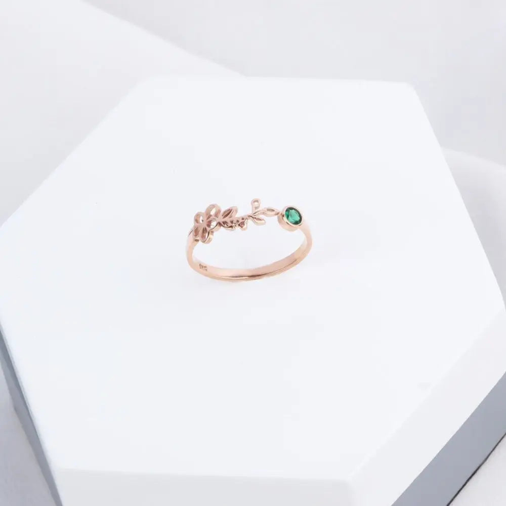 Bague fleur et pierre de naissance