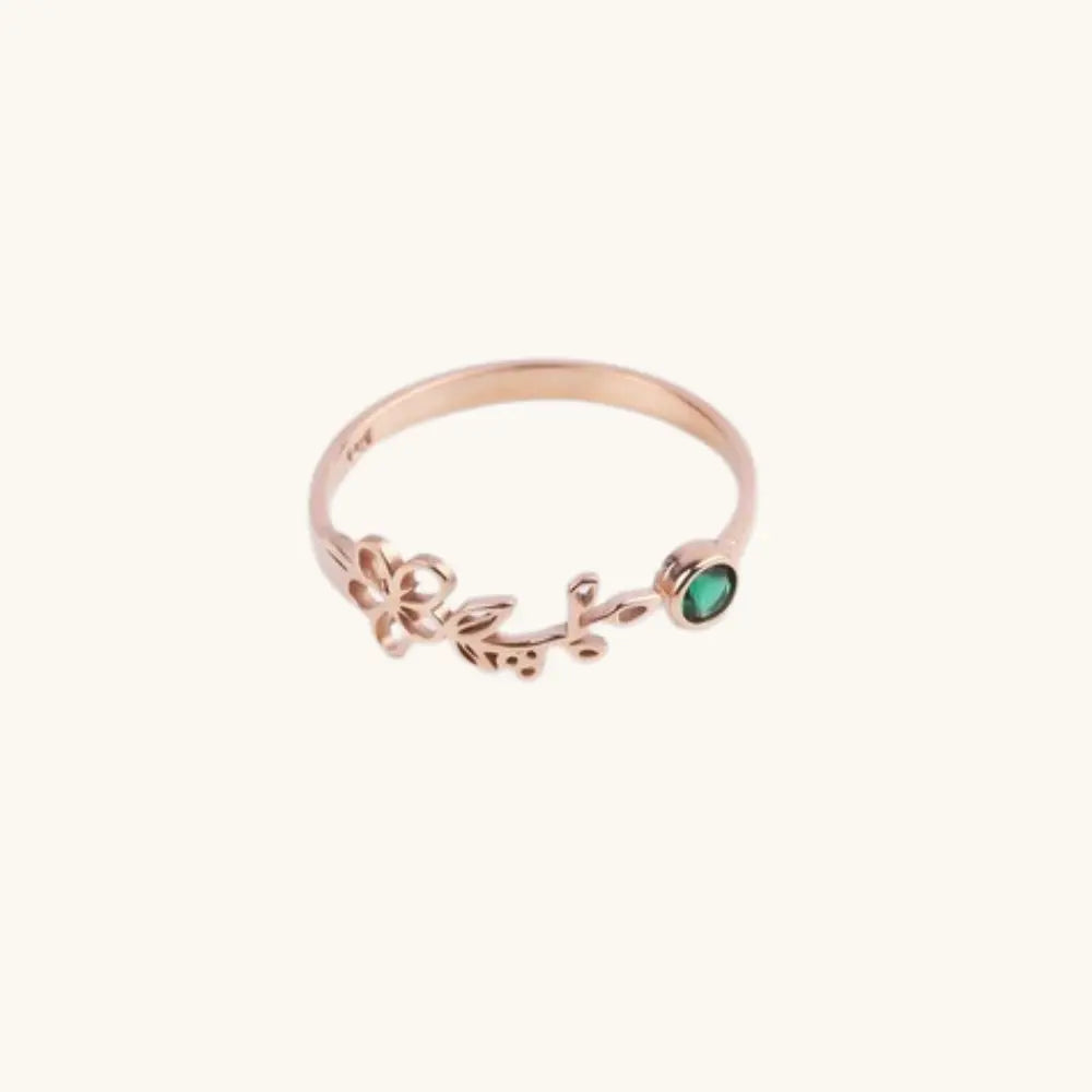 Bague fleur et pierre de naissance