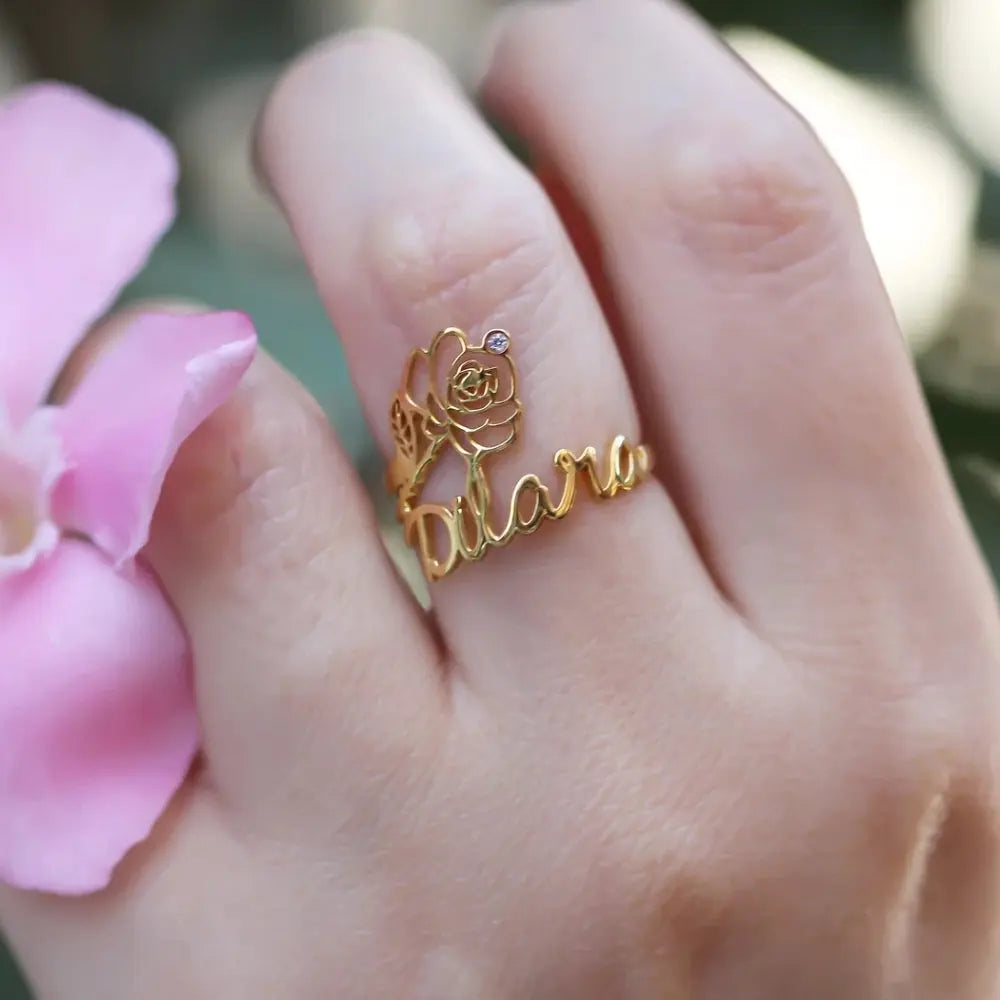 Bague prénom fleur