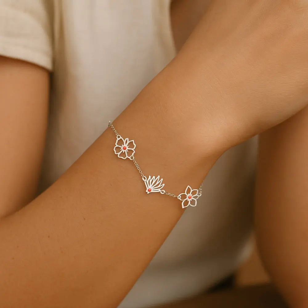 Bracelet argent fleur