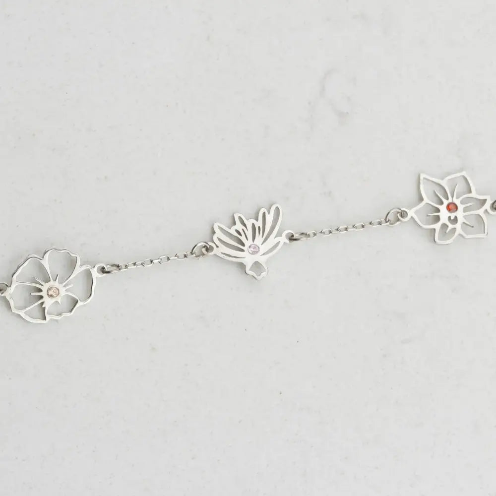 Bracelet argent fleur