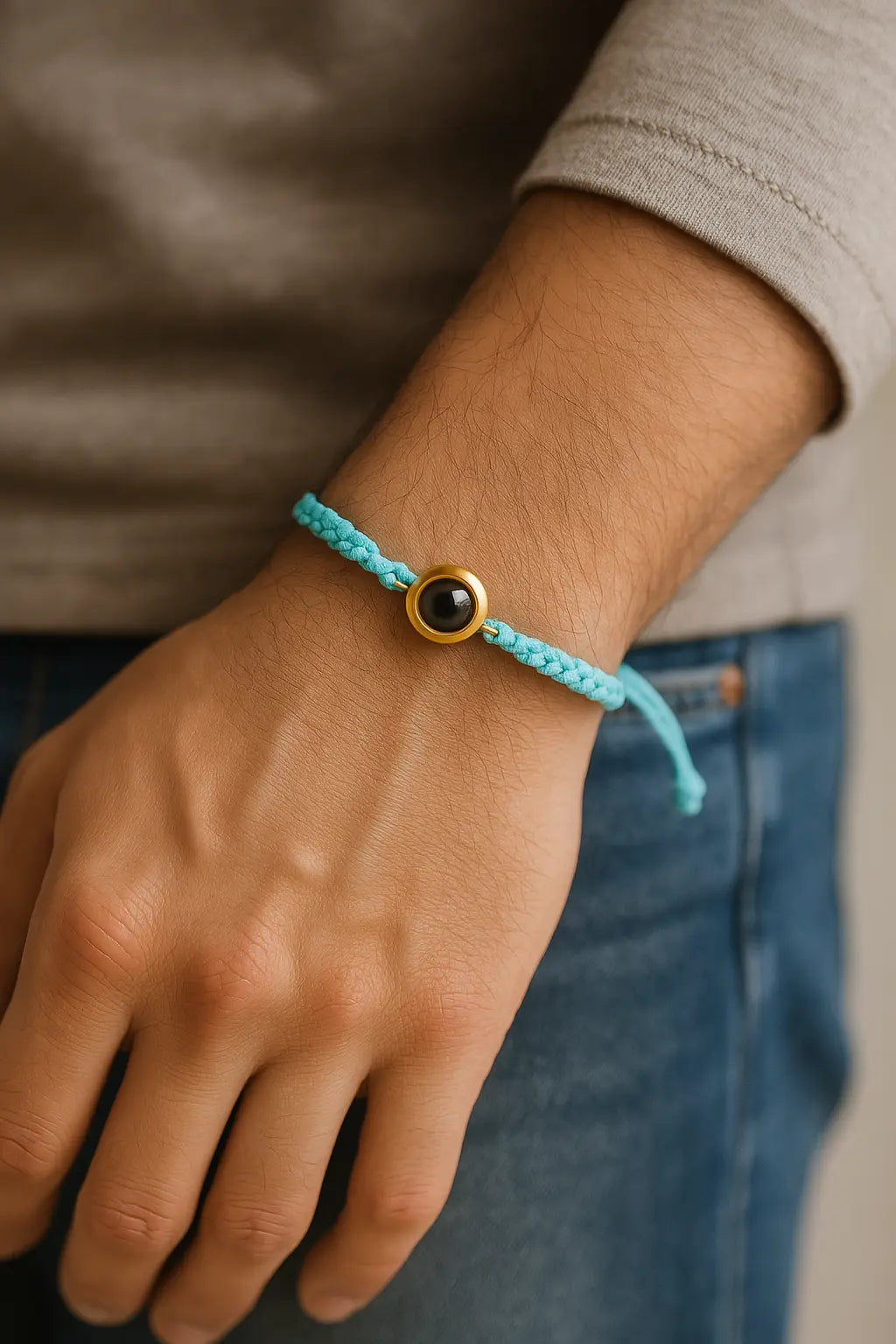Bracelet avec photo projection bleu
