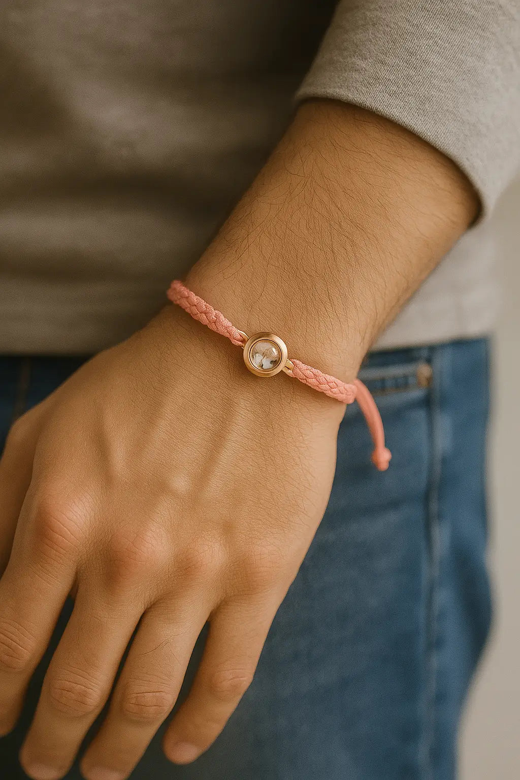 Bracelet avec photo projection rose