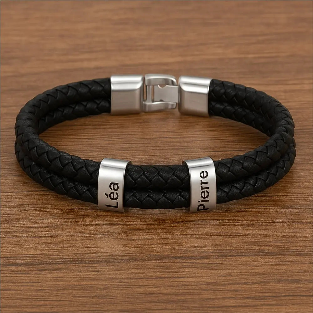 Bracelet cuir prénom homme