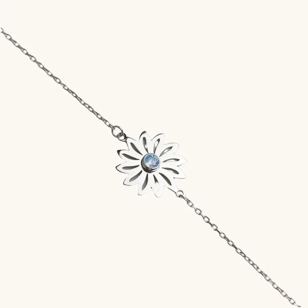 Bracelet fleur de naissance en argent