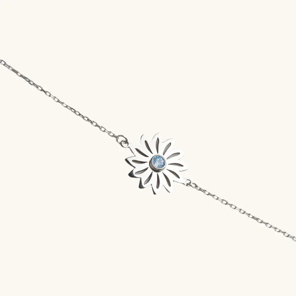 Bracelet fleur de naissance en argent