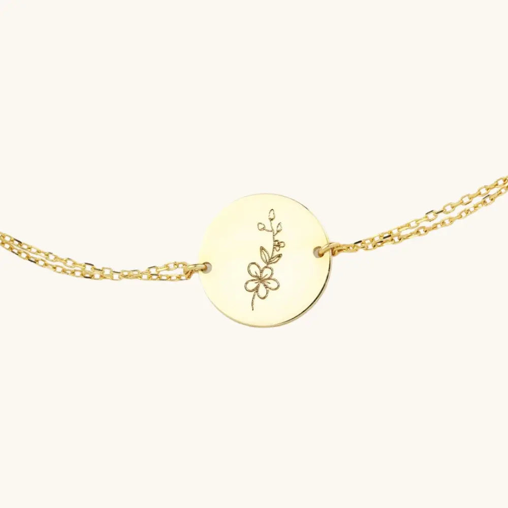 Bracelet fleur gravée