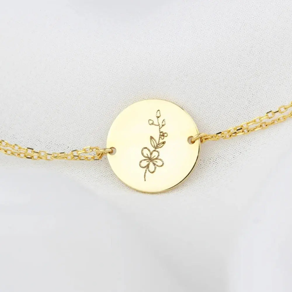 Bracelet fleur gravée