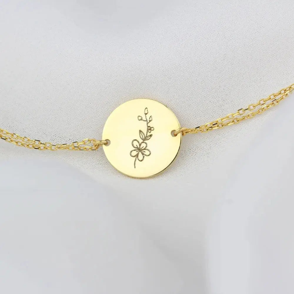 Bracelet fleur gravée