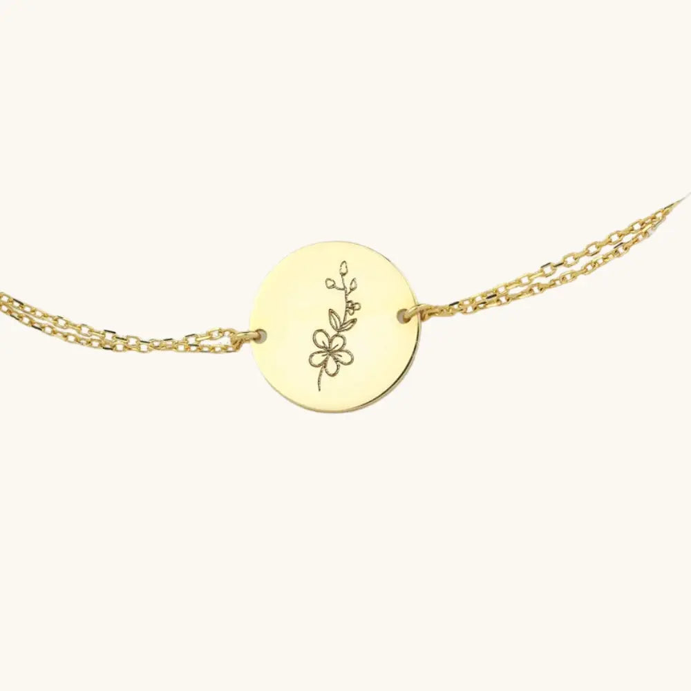 Bracelet fleur gravée