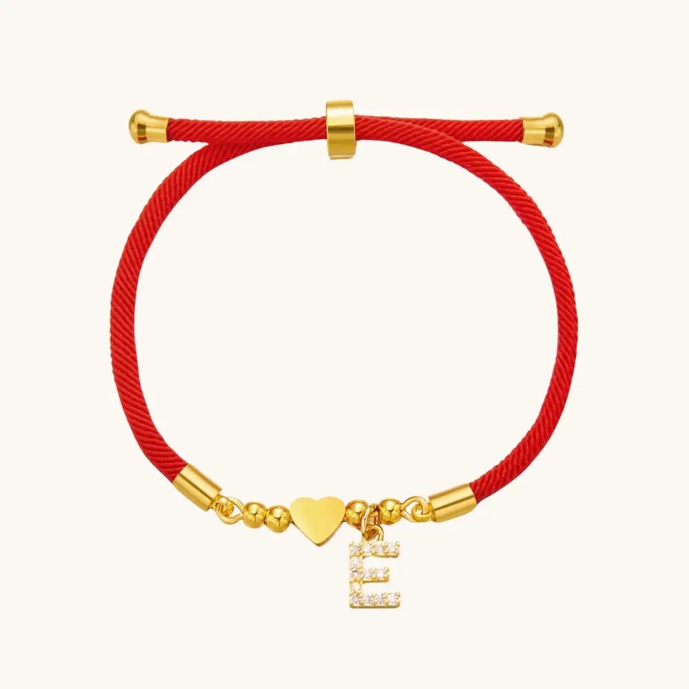 Bracelet initial corde rouge