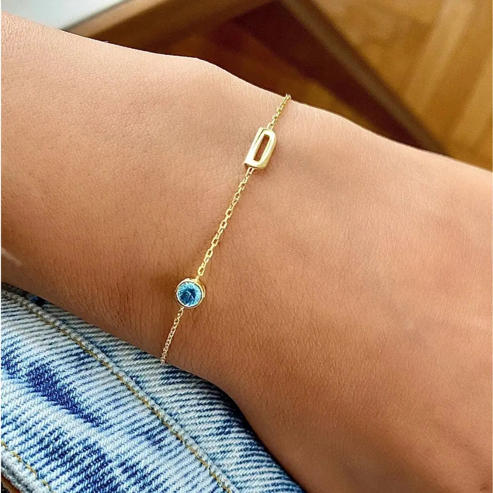Bracelet initiale pierre de naissance