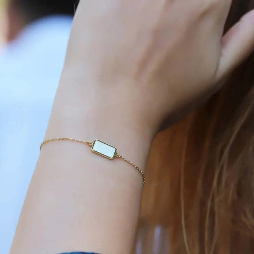 Bracelet email nacre rectangle