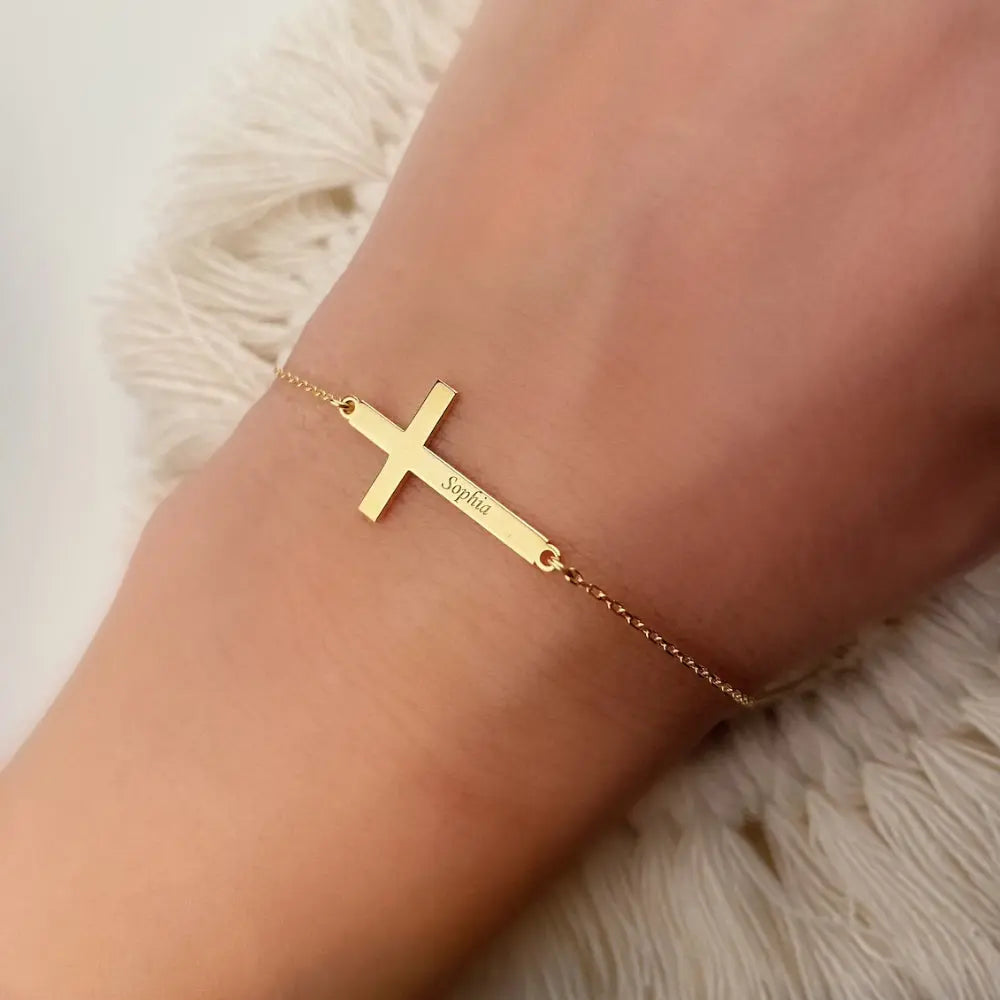 Bracelet prénom croix