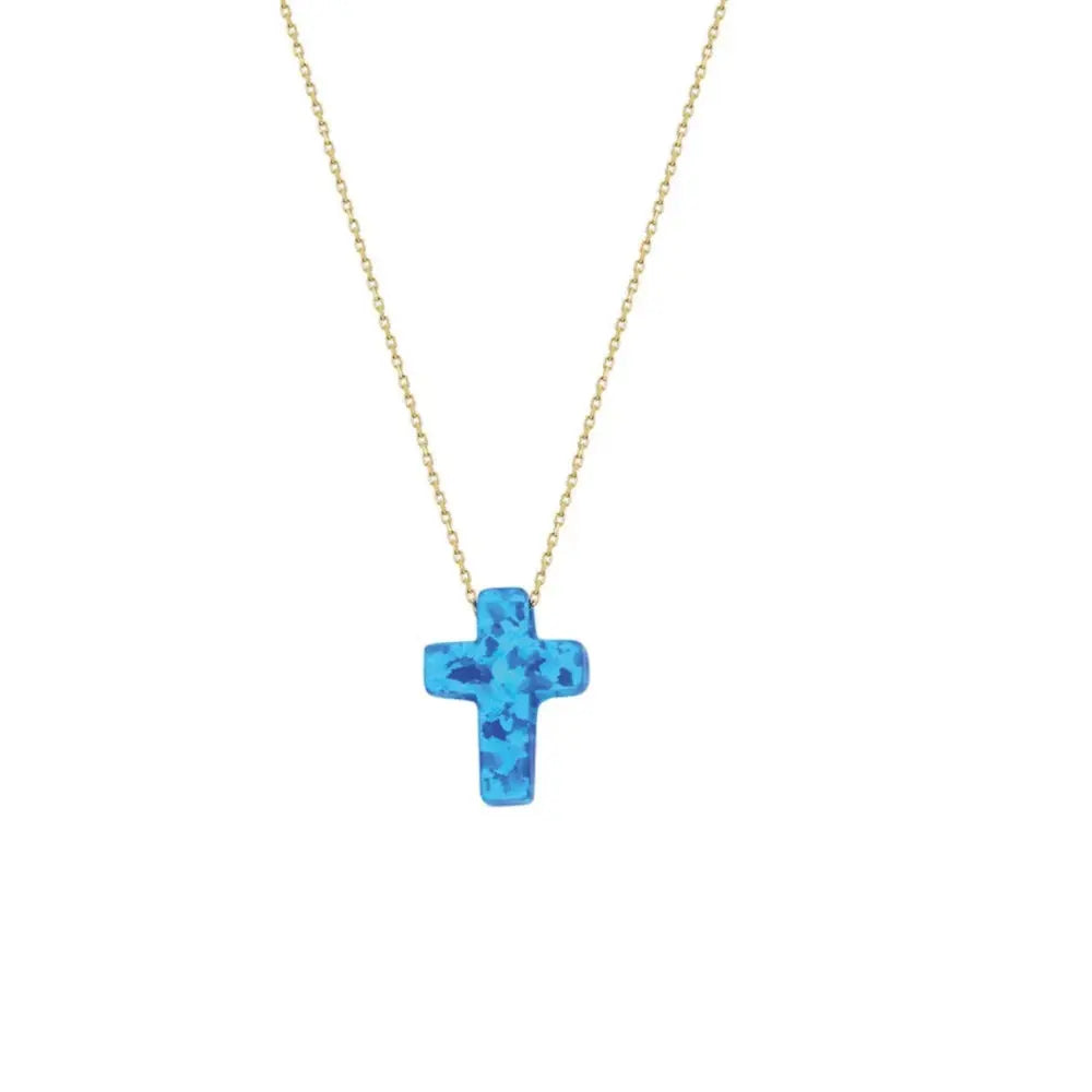 Collier croix d'opale
