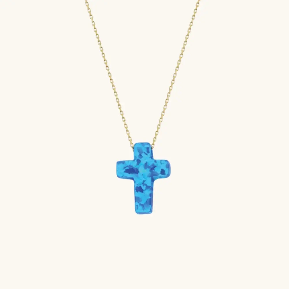 Collier croix d'opale