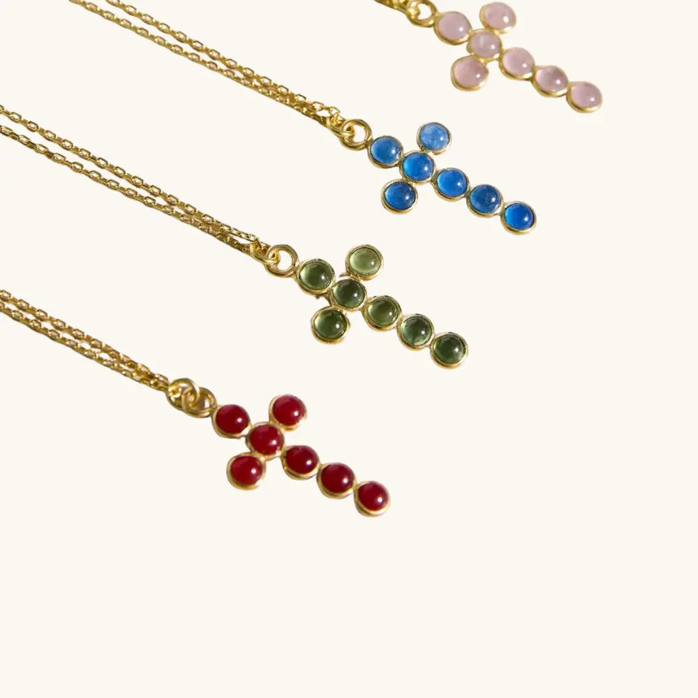 Collier croix pierre de naissance