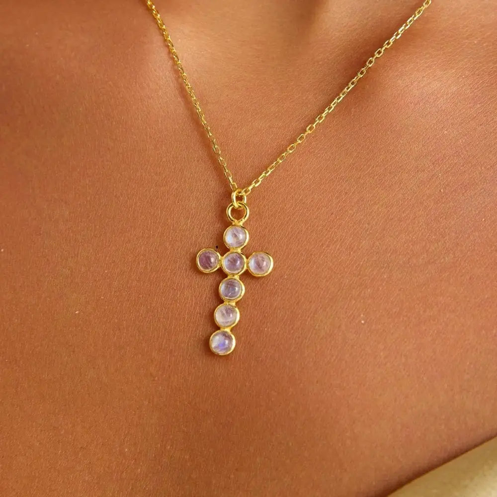 Collier croix pierre de naissance