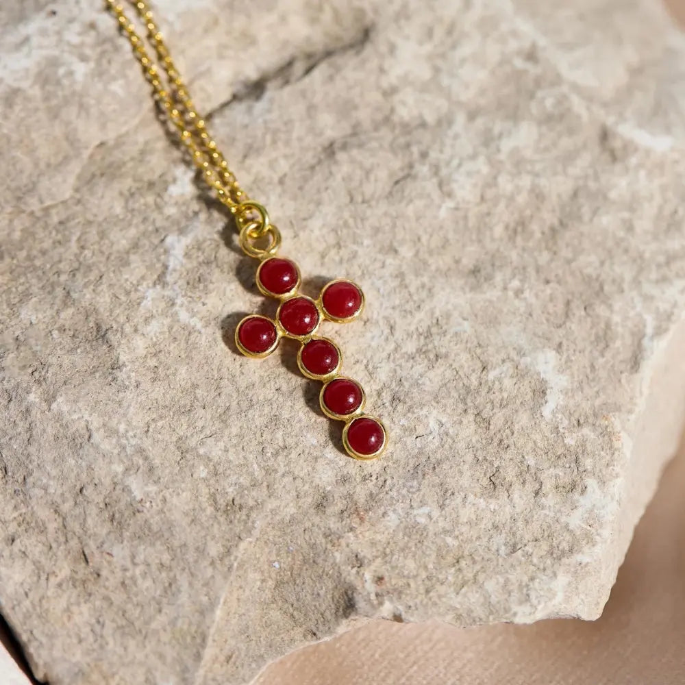Collier croix pierre de naissance