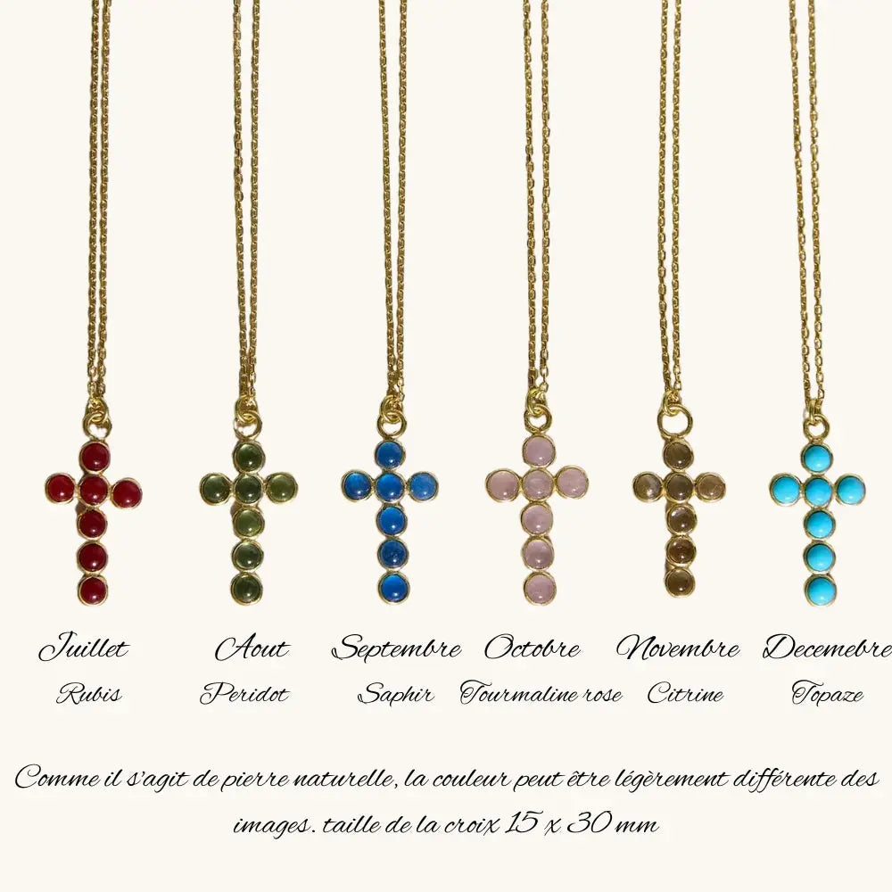 Collier croix pierre de naissance