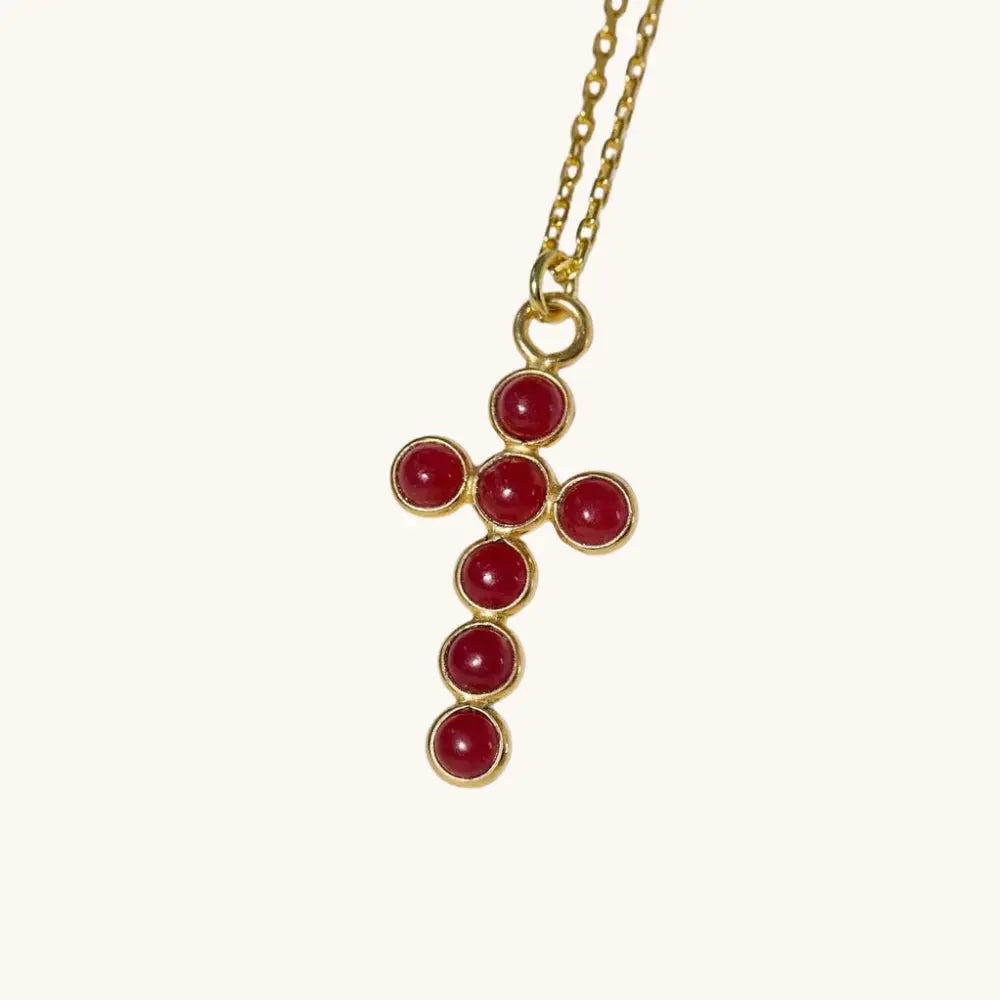 Collier croix pierre de naissance