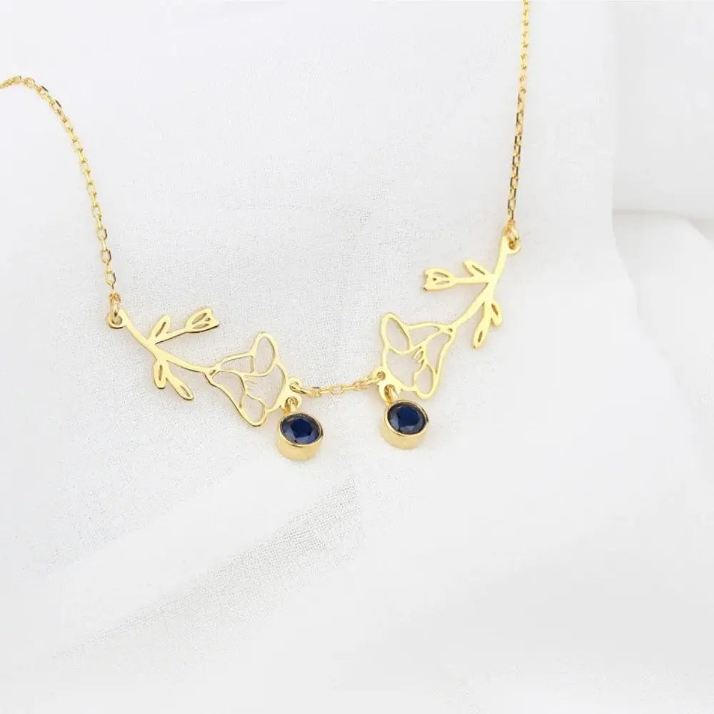 collier double fleurs de naissance