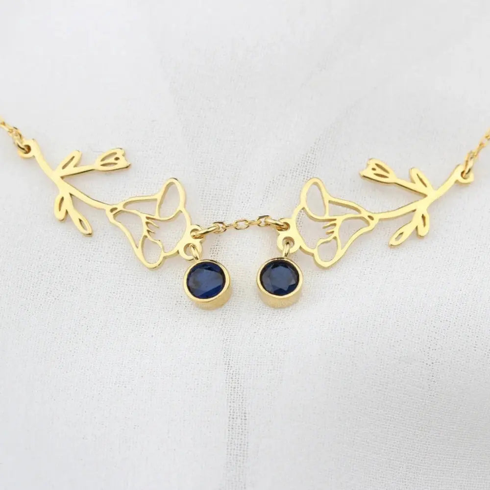 collier double fleurs de naissance