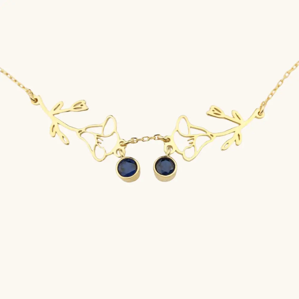 collier double fleurs de naissance