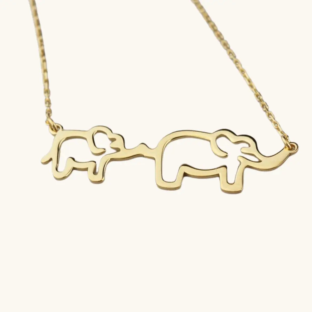 Collier maman et bébé éléphant