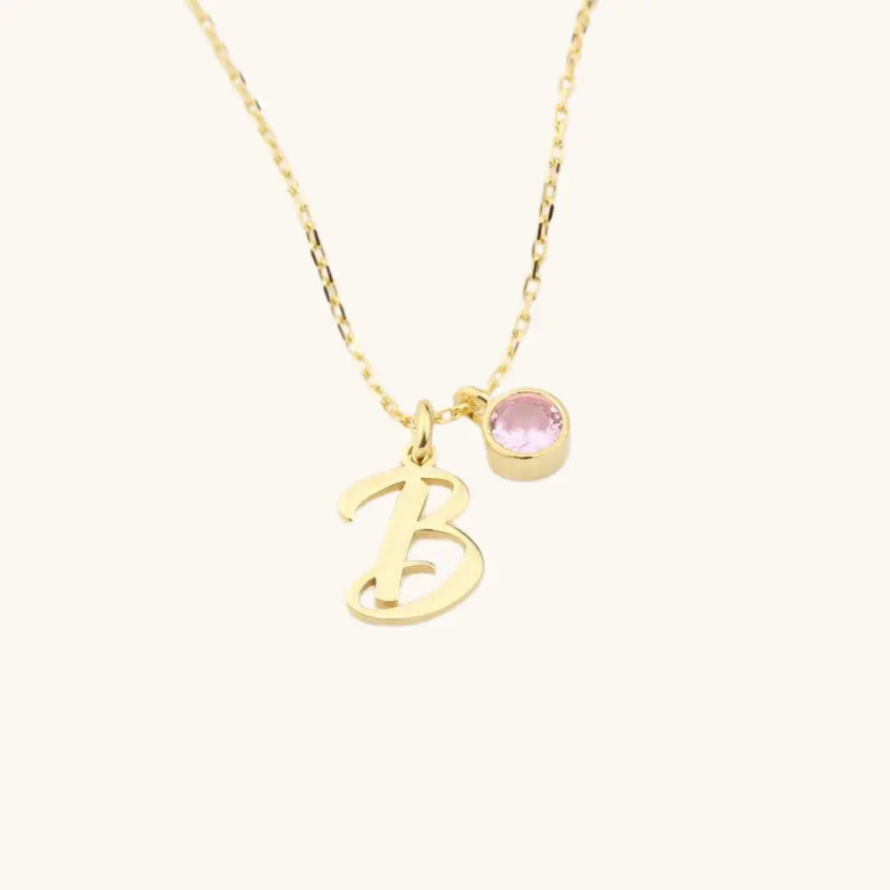 Collier initiale argent pierre de naissance