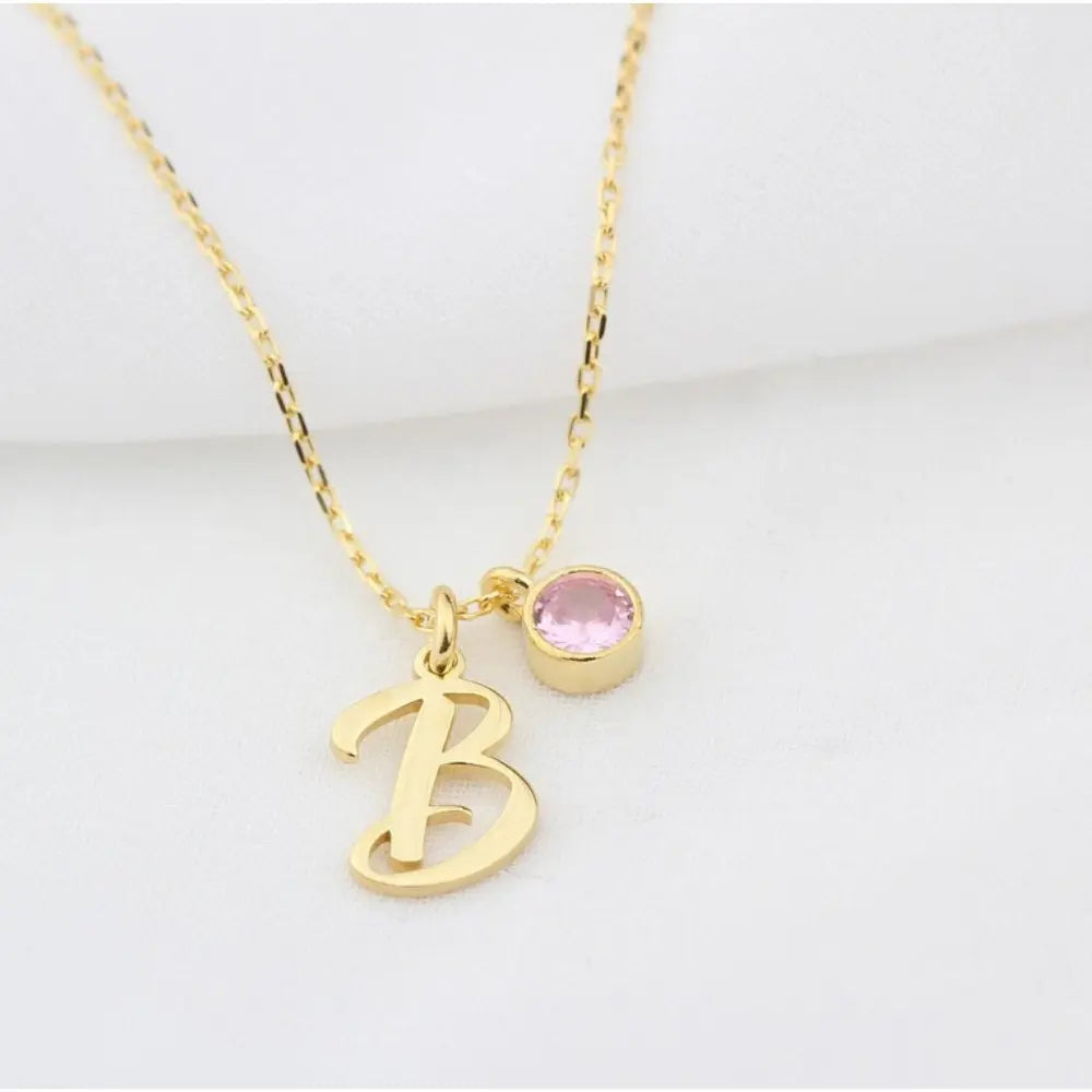Collier initiale argent pierre de naissance