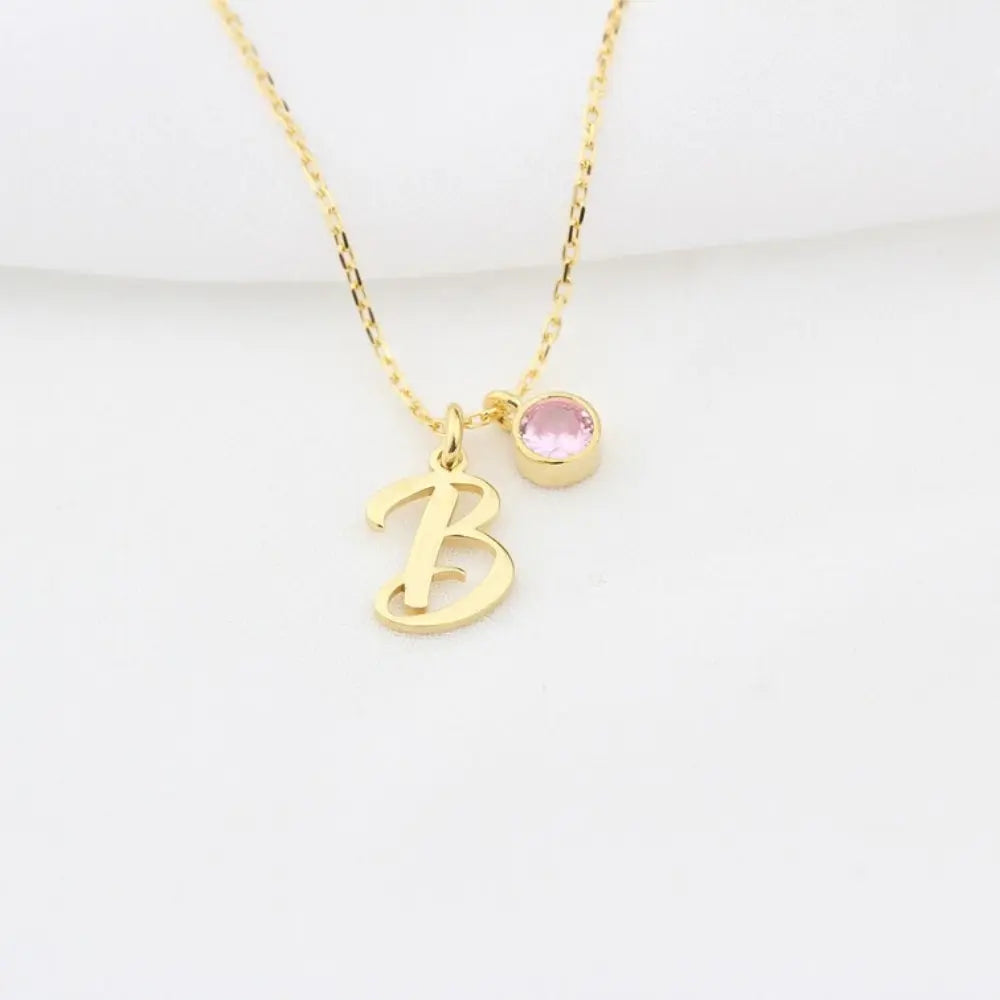 Collier initiale argent pierre de naissance