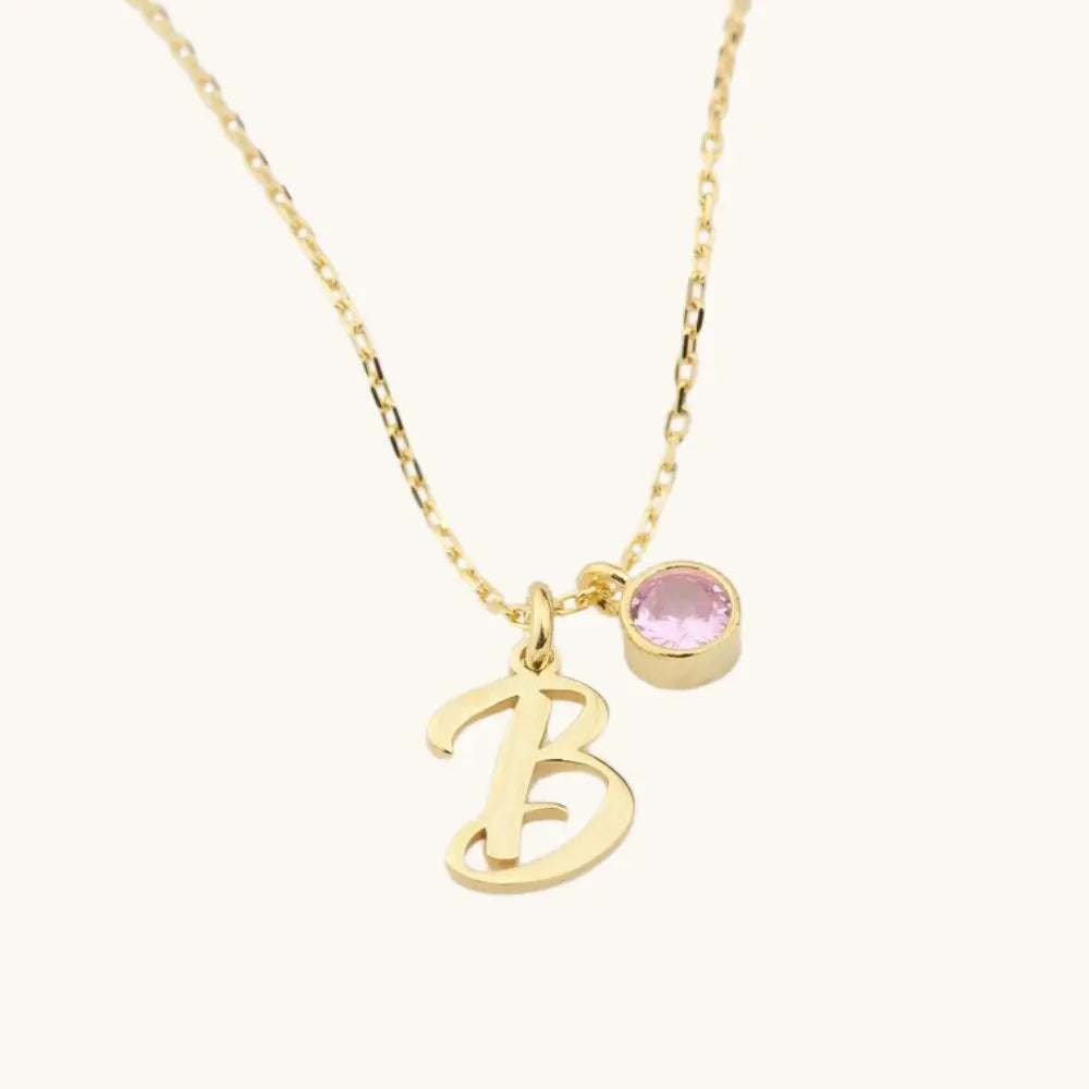 Collier initiale argent pierre de naissance