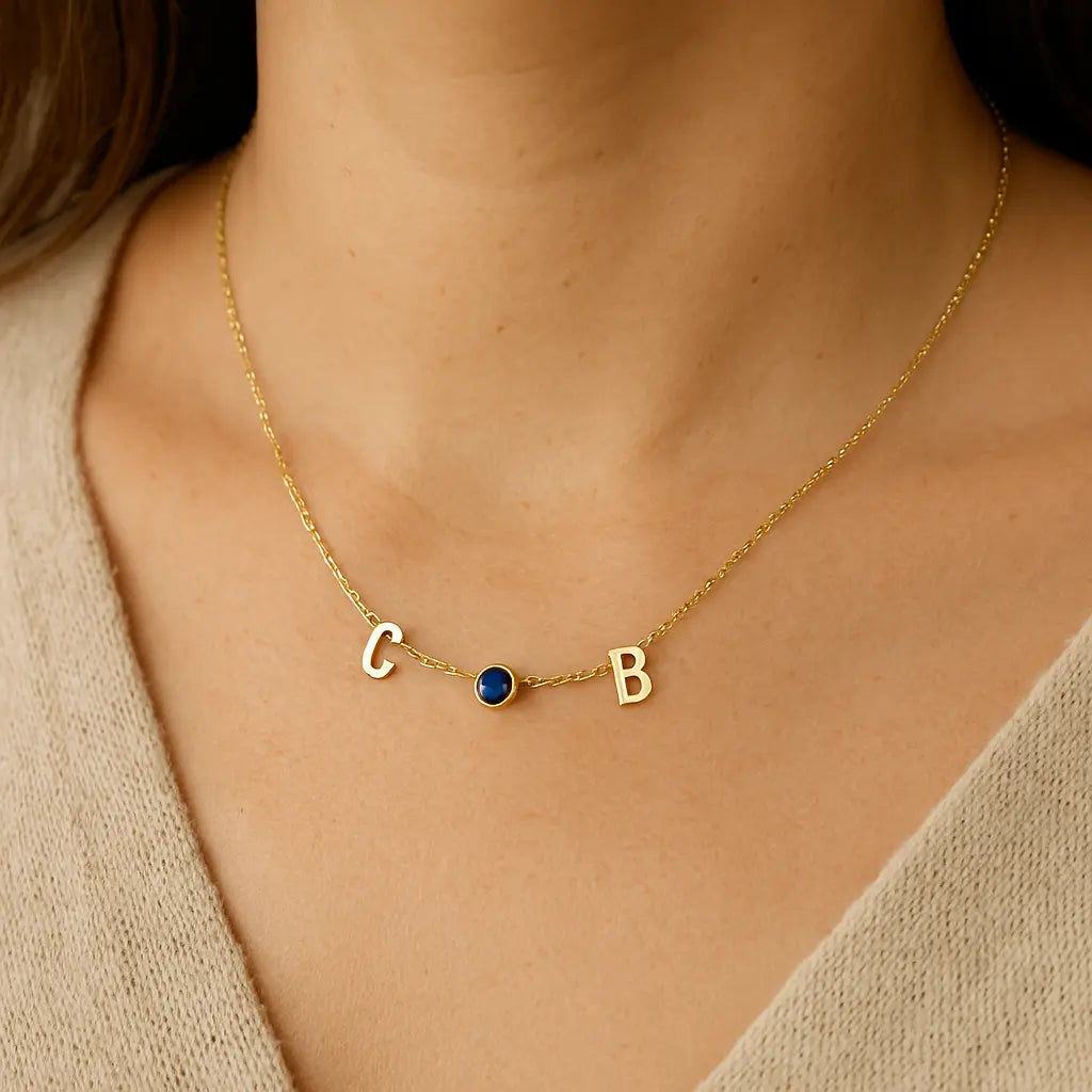 Collier initiales et pierre
