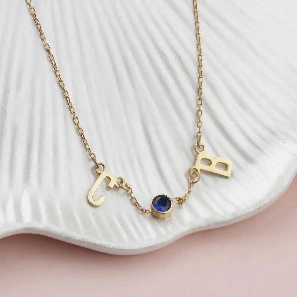 Collier initiales et pierre