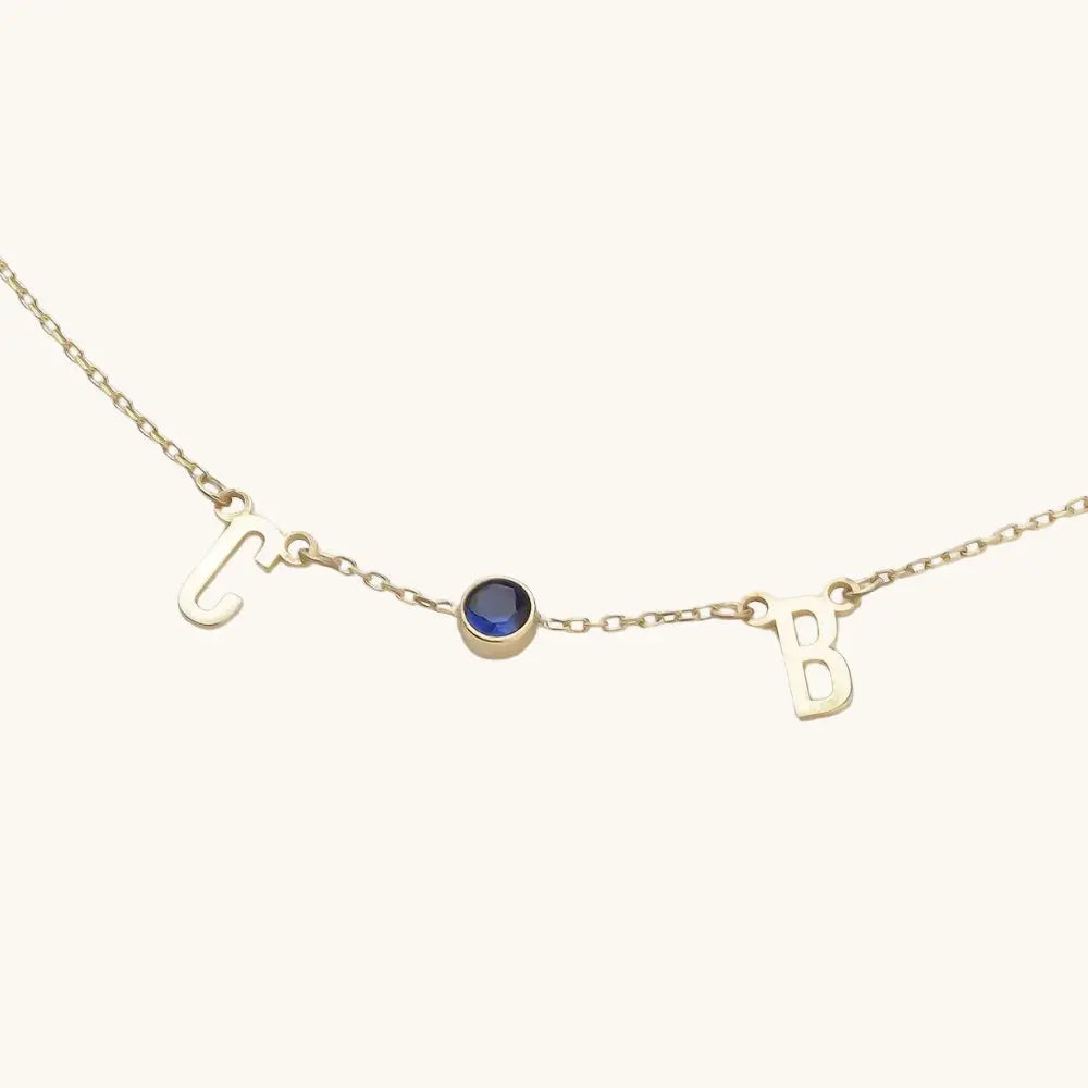 Collier initiales et pierre