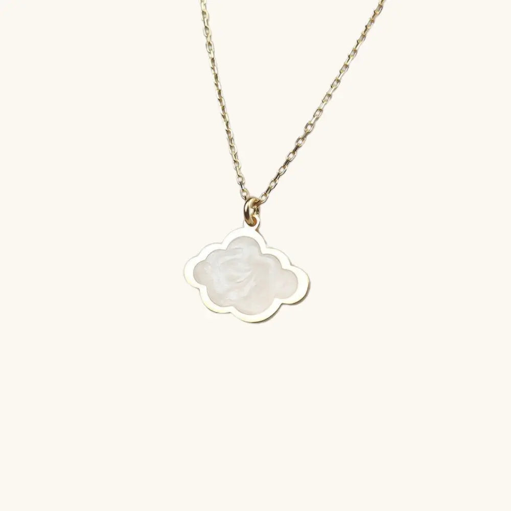 Collier nuage émail nacre