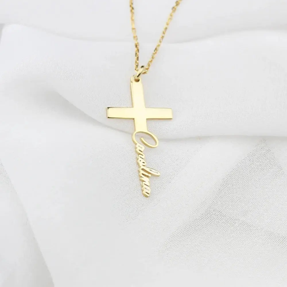 Collier prénom croix