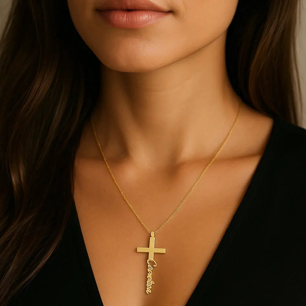 Collier prénom croix