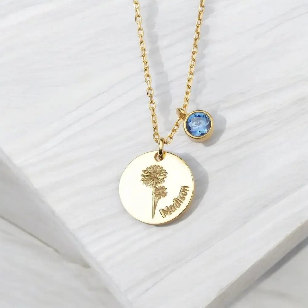 Collier prénom fleur de naissance