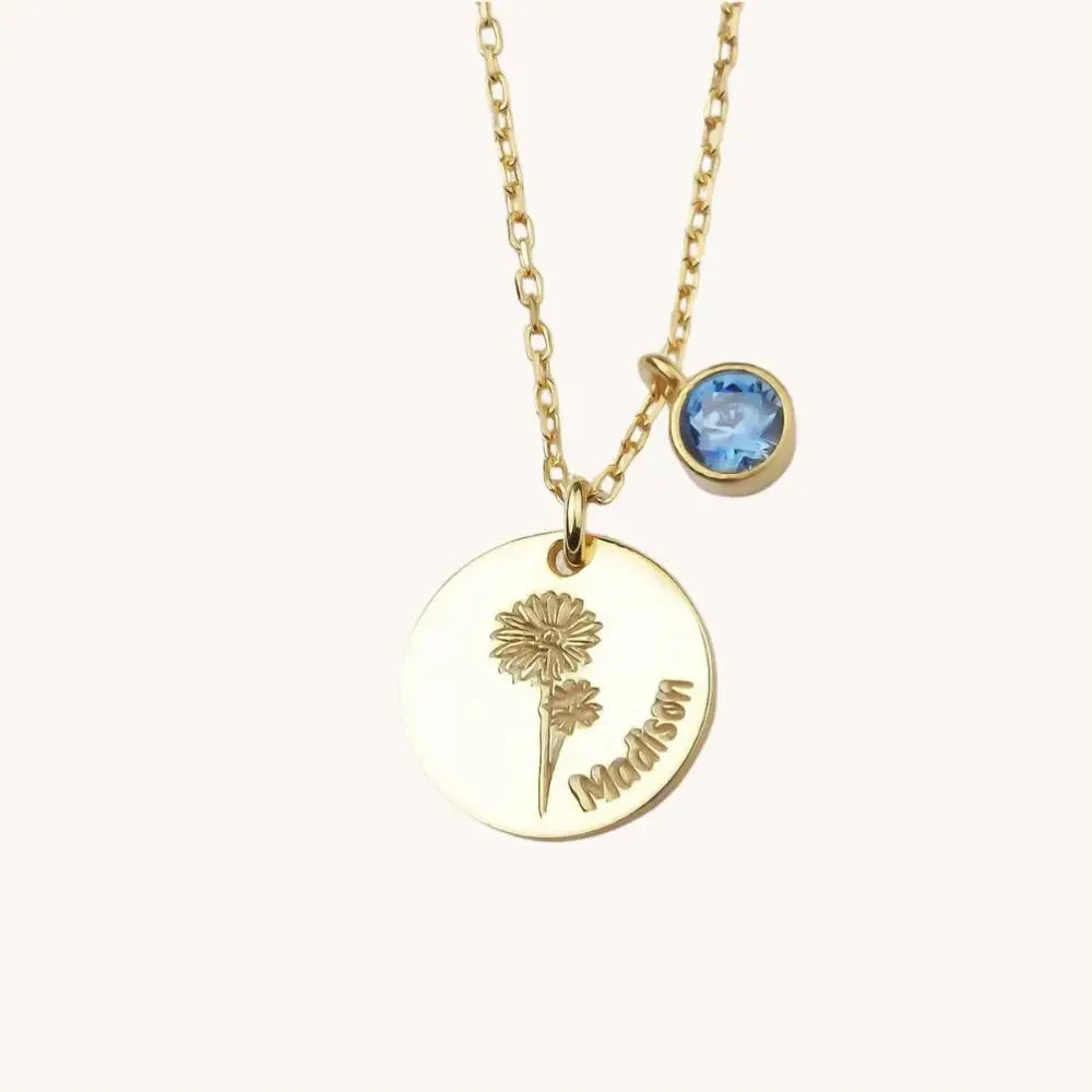 Collier prénom fleur de naissance